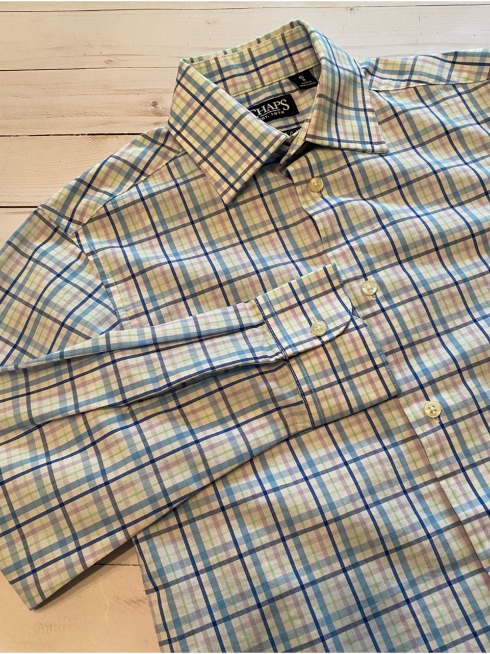 Boys CHAPS Long Sleeve Plaid Stretch Shirt Size Small (8)